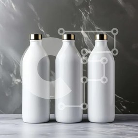 Intra Συλλεκτικό Ξύλινο Παζλ Plywood  4mm - Κομψά λευκά πλαστικά μπουκάλια με χρυσά καπάκια Σε Ξύλινο Κουτί - Διαστάσεις: 10x10 cm – 25 κομμάτια