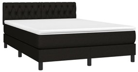 vidaXL Κρεβάτι Boxspring με Στρώμα &amp; LED Μαύρο 140x190 εκ. Υφασμάτινο
