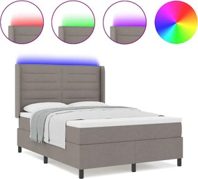 vidaXL LED Κρεβάτι με βάθρο με στρώμα Taupe 140 x 190 cm ύφασμα