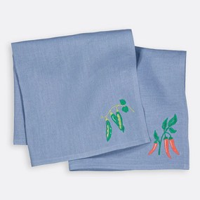 Σετ 2 πετσέτες φαγητού από κεντημένο λινό, Faustine