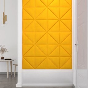 vidaXL Πάνελ Τοίχου 12 τεμ. Κίτρινα 30 x 30 εκ. 0,54 μ² Βελούδινα