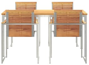 vidaXL Σέτ φαγητού για κήπο 5 pcs Καφέ Στερεό Ξύλο Τίκ