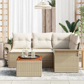 vidaXL Σετ Καναπέ Κήπου 5 pcs Μπεζ Πολυ ράταν