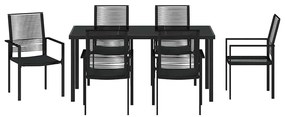 vidaXL Σέτ φαγητού για κήπο 7 pcs Μαύρο Χάλυβας με επίστρωση πούδρας