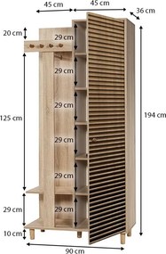 Έπιπλο εισόδου Soho Megapap χρώμα sonoma 90x36x194εκ.