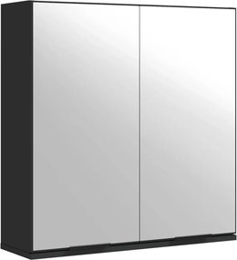 vidaXL Καθρέφτης Μπάνιου με Ντουλάπι Μαύρος 64x20x67 εκ. Επεξ. Ξύλο