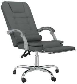 vidaXL Καρέκλα Γραφείου Μασάζ Ανακλινόμενη Σκούρο Γκρι Υφασμάτινη