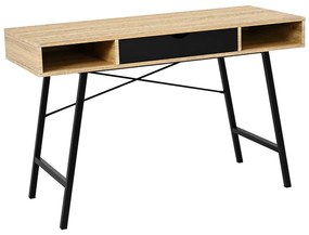 Γραφείο εργασίας Yamin pakoworld σε oak απόχρωση με πόδι μαύρο μέταλλο 120x48x76εκ