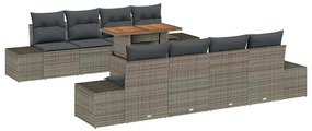 vidaXL Σετ Καναπέ Κήπου με αποθήκευση 9 pcs Γκρι Πολυ ράταν