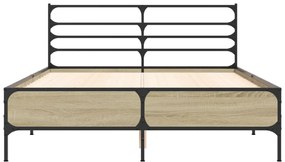 vidaXL Πλαίσιο Κρεβατιού Sonoma Δρυς 120x200 εκ. Επεξ. Ξύλο &amp; Μέταλλο