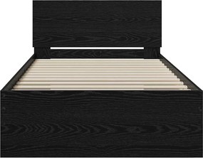 vidaXL Κρεβάτι με Κεφαλάρι Μαύρη Δρυς 75 x 190 cm Επεξεργασμένο ξύλο