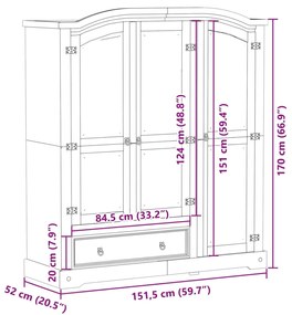 ΝΤΟΥΛΑΠΑ CORONA 151,5 X 52 X 170 ΕΚ. ΑΠΟ ΜΑΣΙΦ ΞΥΛΟ ΠΕΥΚΟΥ 4005663