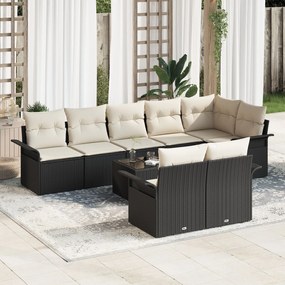 vidaXL Σετ καναπέ κήπου 8 κομματιών με μαξιλάρια καφέ Πολυ Ρατάν