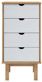 Συρταριέρα OTTA Καφέ &amp; Λευκό 45x39x90 εκ Μασίφ Ξύλο Πεύκου - Λευκό