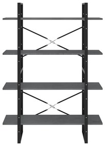 vidaXL Βιβλιοθήκη με 4 Ράφια Γκρι 100x30x140 εκ. από Μασίφ Ξύλο Πεύκου