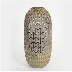 Βάζο Κεραμικό Γκρι &amp; Χρυσό 15.5x15.5x32.5cm 752-20236 Estheti-752-20236-Χρυσό 752-20236