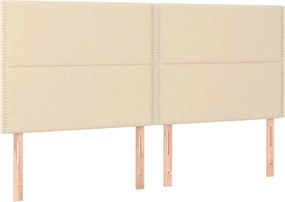 vidaXL Κρεβάτι Boxspring με Στρώμα &amp; LED Κρεμ 200x200 εκ. Υφασμάτινο