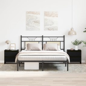 vidaXL Κομοδίνο 2 τεμ Μαύρο Δρυς 45x34x44,5 εκ Επεξεργασμένο ξύλο