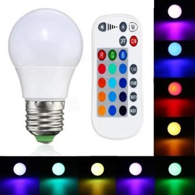 Στρογγυλή, λάμπα LED αλλαγής χρώματος A60RGB-W 8W E27 με τηλεχειριστήριο AIGOSTAR AIGOSTAR