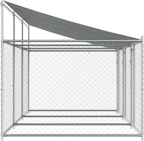 vidaXL Κλουβί Σκύλου με Οροφή και Πόρτες Γκρι 6x2x2 μ. Γαλβ. Χάλυβας