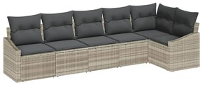 vidaXL Σετ Καναπέ Κήπου με μαξιλάρι 6 pcs Ανοιχτό γκρι συνθετικό ρατάν