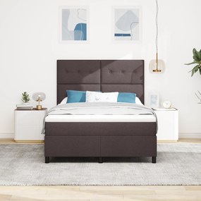 vidaXL Κρεβάτι με Βάση και Στρώμα & LED Σκούρο Καφέ 140x190 εκ Ύφασμα