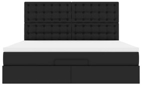 vidaXL Οθωμανικό κρεβάτι με στρώμα Μαύρο 160x200cm Faux Leather