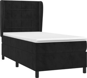 vidaXL Κρεβάτι Boxspring με Στρώμα Μαύρο 90x190 εκ. Βελούδινο
