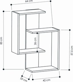 Ράφι Τοίχου Ανθρακί / Δρυς LECRETE 64x22x85