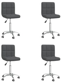 Καρέκλες Τραπεζαρίας Περιστρεφόμενες 4 τεμ Σκ. Γκρι Υφασμάτινες - Γκρι