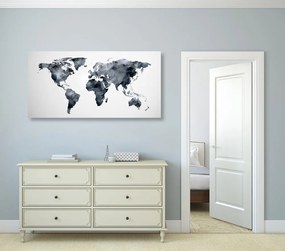 Εικόνα σε πολυγωνικό παγκόσμιο χάρτη από φελλό σε ασπρόμαυρο σχέδιο - 120x60