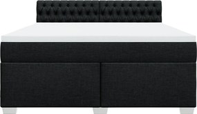 vidaXL Κρεβάτι Boxspring με Στρώμα Μαύρο 180x200 εκ. Υφασμάτινο