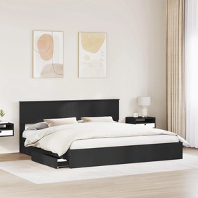 vidaXL Κρεβάτι Αποθήκης Μαύρο 200 x 200 cm Επεξεργασμένο ξύλο
