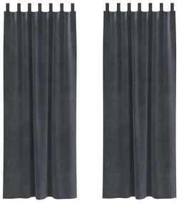 vidaXL Κουρτίνες με κουρτίνες 2 pcs Ανοιχτό γκρι 140 x 245 cm Βελούδο