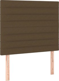 vidaXL Κρεβάτι Boxspring με Στρώμα &amp; LED Σκ.Καφέ 90x190 εκ. Υφασμάτινο