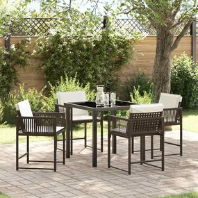 vidaXL Σέτ φαγητού για κήπο 5 pcs Καφέ συνθετικό ρατάν