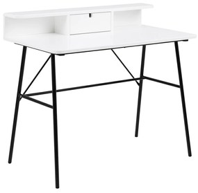 Τραπέζι γραφείου Oakland 216, Με συρτάρια, Αριθμός συρταριών: 1, 75x100x55cm, 16 kg, Άσπρο, Μαύρο | Epipla1.gr