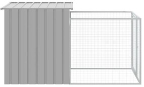 vidaXL Σπιτάκι Σκύλου με Αυλή Αν. Γκρι 110x201x110 εκ. Γαλβαν. Χάλυβας