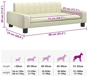 vidaXL Κρεβάτι Σκύλου Κρεμ 90 x 53 x 30 εκ. από Συνθετικό Δέρμα