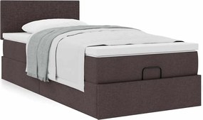 vidaXL Οθωμανικό κρεβάτι με στρώμα σκούρο καφέ 90x190cm ύφασμα