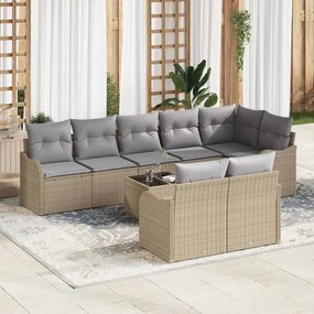 vidaXL Σετ Καναπέ Κήπου 9 pcs Μπεζ συνθετικό ρατάν