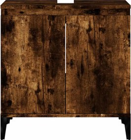 vidaXL Ντουλάπι Νιπτήρα Καπνιστή Δρυς 58x33x60 εκ. Επεξεργ. Ξύλο