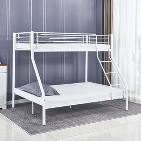 DOUBLE Κρεβάτι Κουκέτα Μέταλλο Βαφή Άσπρο ( για Στρώματα 140x190cm &amp; 90x190cm) 145x200x160cm