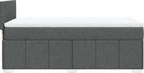 vidaXL Κρεβάτι Boxspring με Στρώμα Σκούρο Γκρι 100x200 εκ. Υφασμάτινο