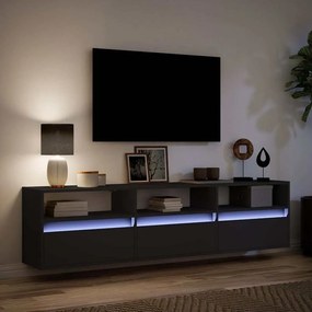 vidaXL Ντουλάπι Τηλεόρασης με LED Μαύρο 180x31x45 εκ.