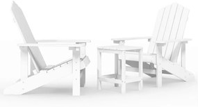 Καρέκλες Κήπου Adirondack Λευκές από HDPE με Τραπεζάκι - Λευκό