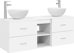 vidaXL Σετ Ντουλαπιών Μπάνιου 3 τμχ. Λευκό 129 x 35 x 80 cm
