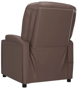 vidaXL Πολυθρόνα Μασάζ με Ανύψωση Γυαλ. Καφέ Συνθ. Δέρμα