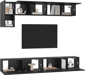vidaXL Σετ επίπλου τηλεόρασης 5 pcs Μαύρη Οξυά Επεξεργασμένο ξύλο
