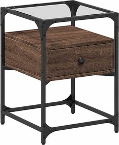 vidaXL Κομοδίνα 2 τεμ. Καφέ Δρυς 40x40x55 εκ. από Επεξεργ. Ξύλο